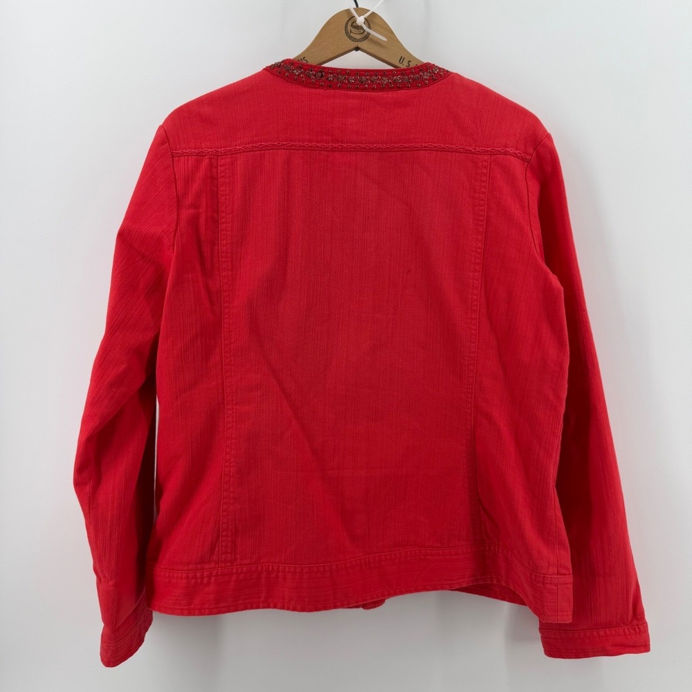 Chico's Women's Red Embellished Button Front Jacket and Tank Set - Picture 8 of 16
